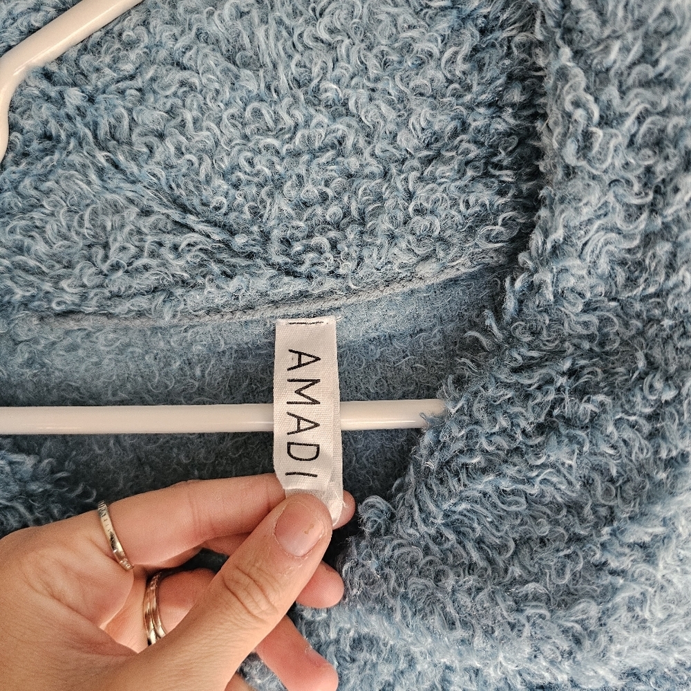 AMADI x Anthropologie Danika Fuzzy Teddy Sky Jacket Coat - Picture 5 of 11
